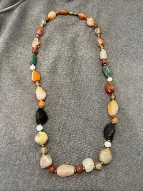 💕 2/$15 Vtg Polished Multi-gemstone Necklace